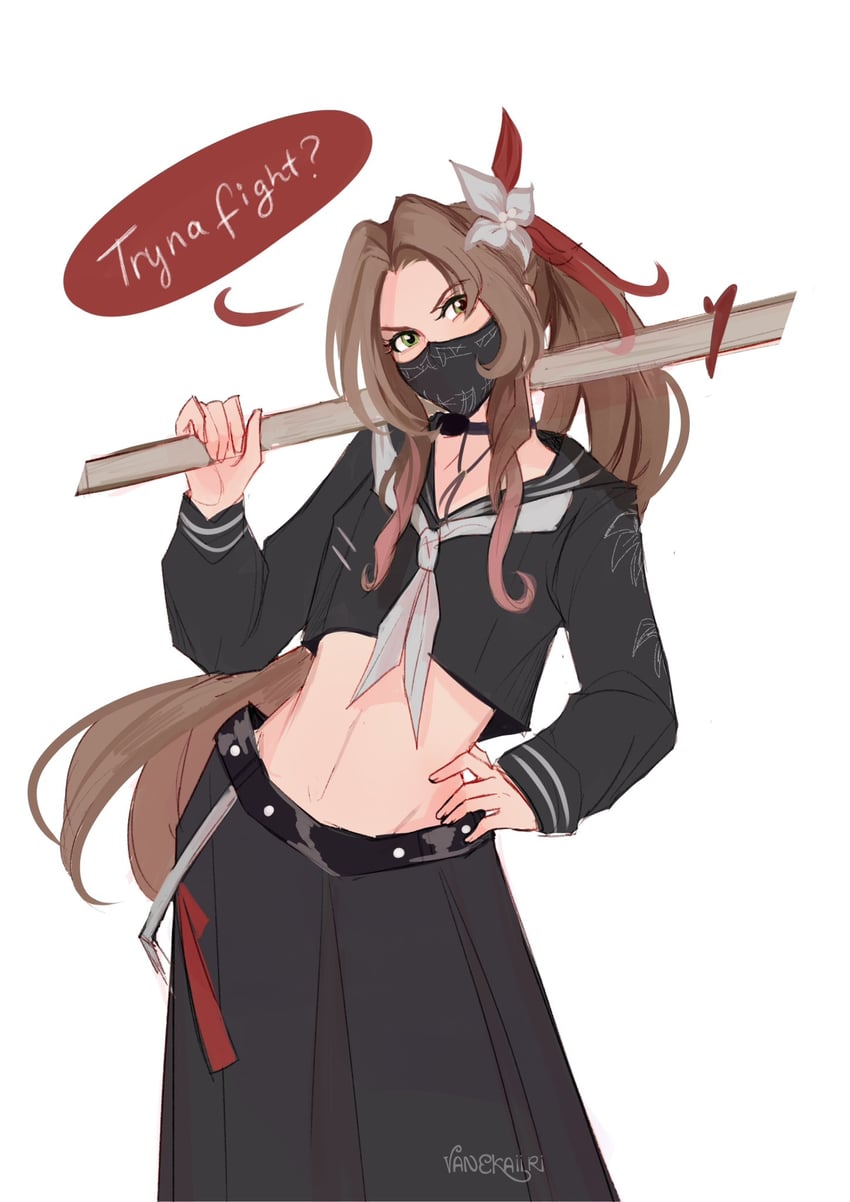 aerith gainsborough (final fantasy and 2 more) drawn by vanekairi
