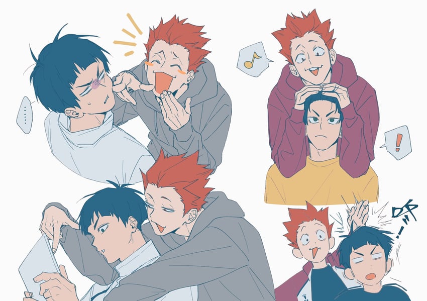 tendou satori and goshiki tsutomu (haikyuu!!) drawn by 8k_oxo7410