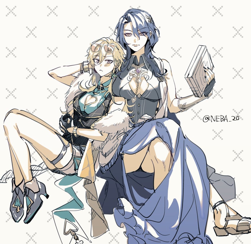 aventurine and dr. ratio (honkai and 1 more) drawn by neba_20