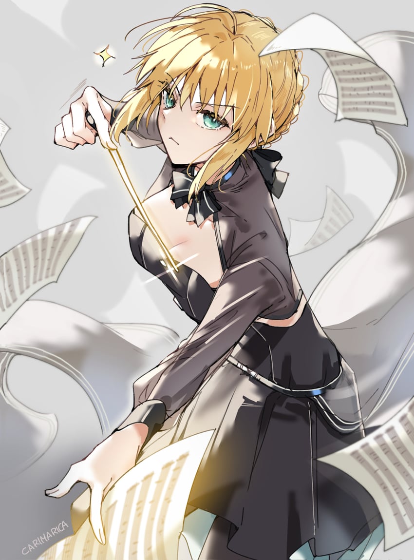 artoria pendragon and saber (fate and 2 more) drawn by carimarica