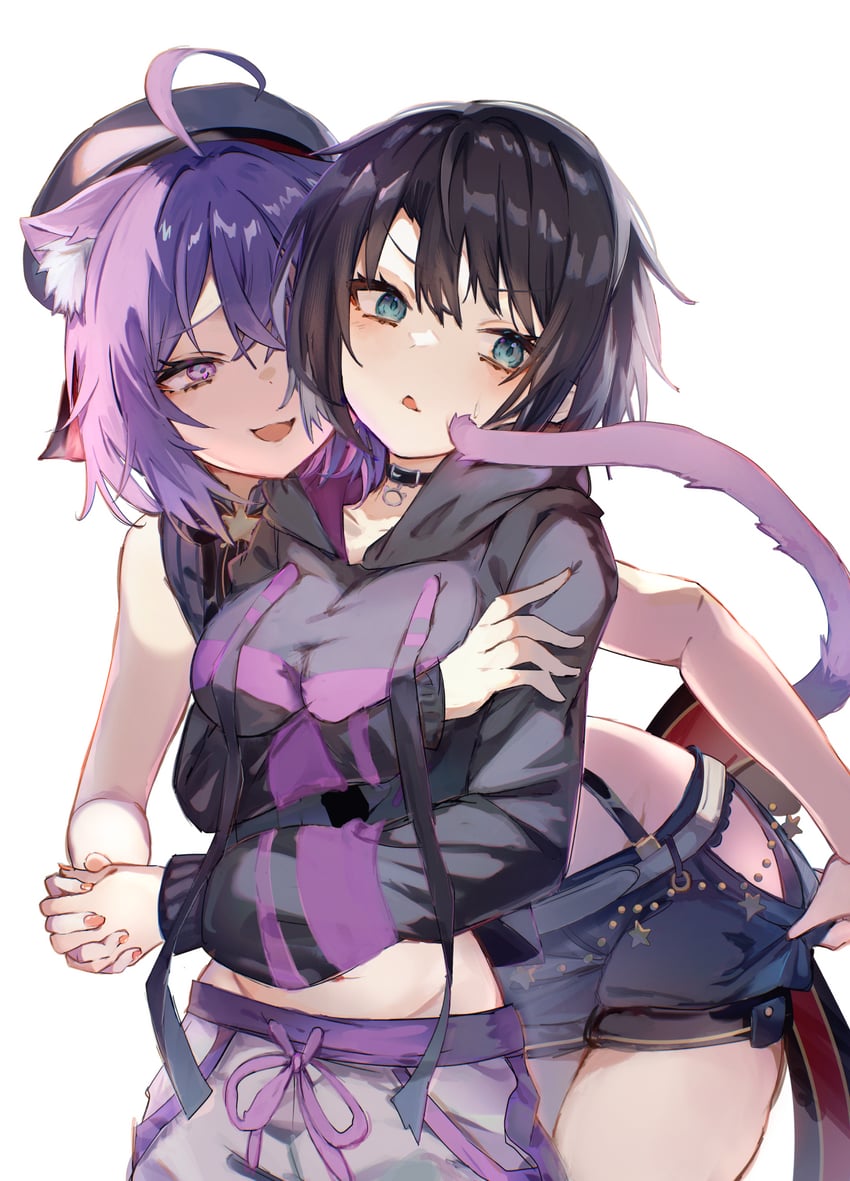 nekomata okayu and oozora subaru (hololive) drawn by fukiya_(fumiakitoyama)
