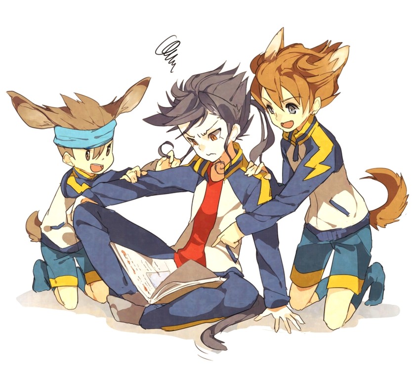 matsukaze tenma, tsurugi kyousuke, and nishizono shinsuke (inazuma eleven and 1 more) drawn by bunkyo_takemi