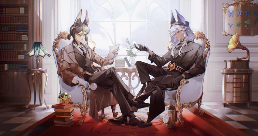 tighnari and cyno (genshin impact) drawn by to_e