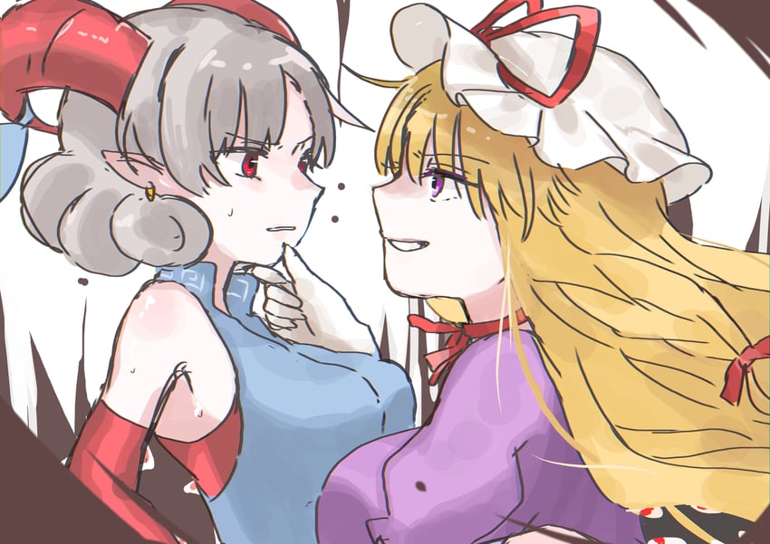 yakumo yukari and toutetsu yuuma (touhou) drawn by kashiwara_mana