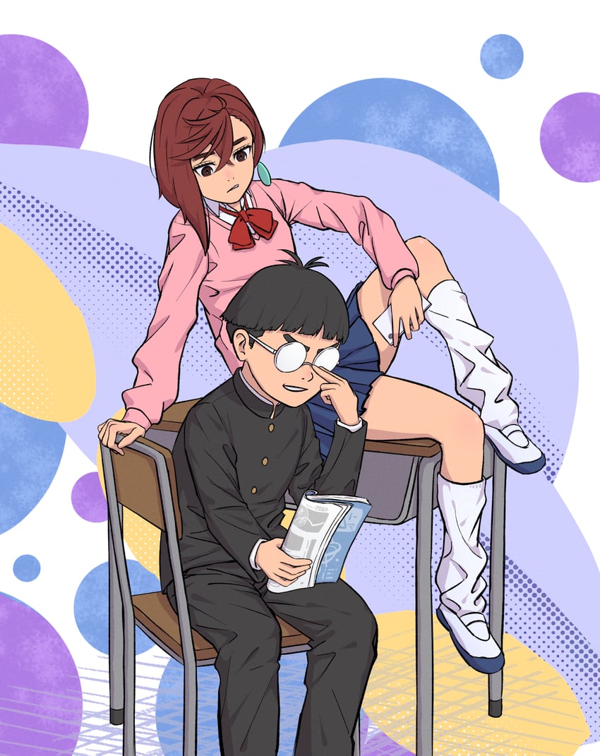 ayase momo and takakura ken (dandadan) drawn by jin_jiu_qing