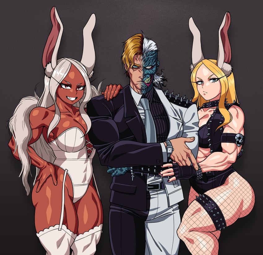 mirko, two-face, sugar, and spice (boku no hero academia and 3 more) drawn by v0ideyedpanda