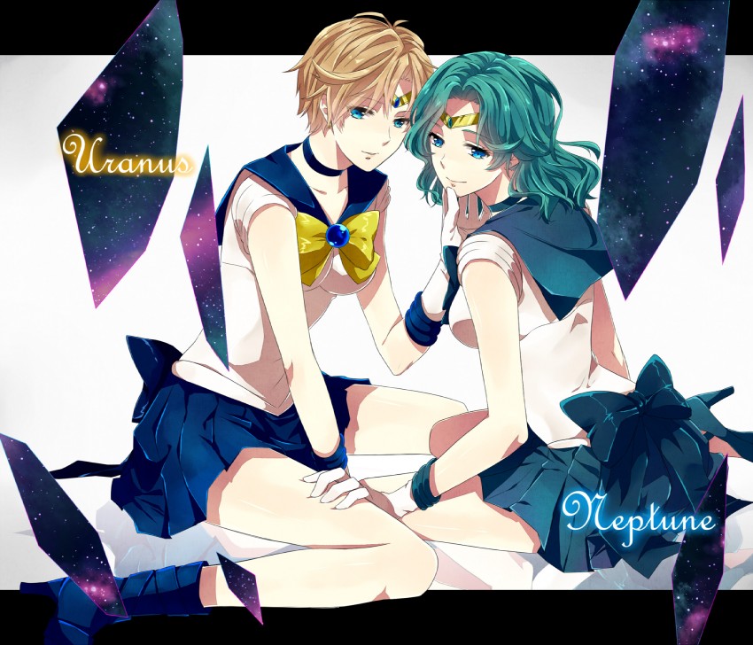 ten'ou haruka, kaiou michiru, sailor uranus, and sailor neptune (bishoujo senshi sailor moon) drawn by washi_(micino)
