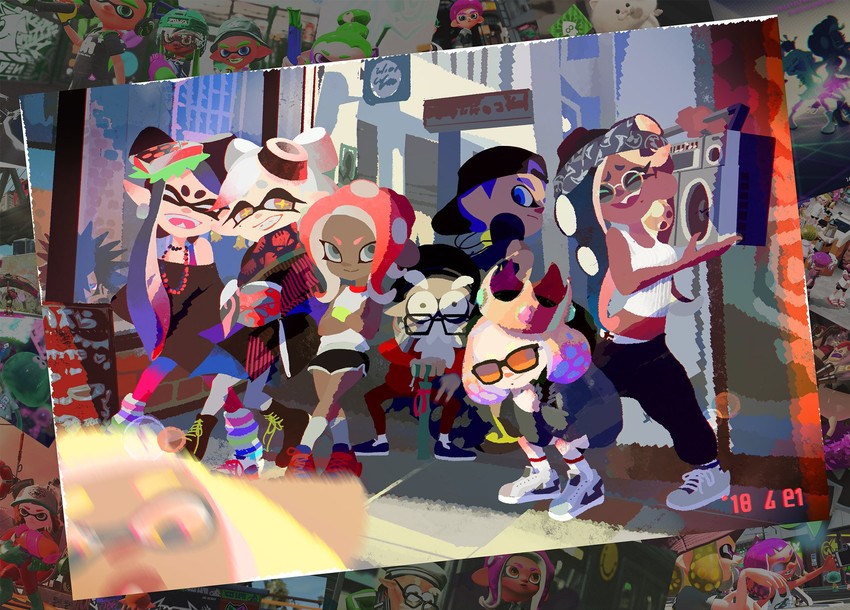 inkling player character, inkling girl, octoling player character, callie, marie, and 6 more (splatoon and 3 more) drawn by inoue_seita