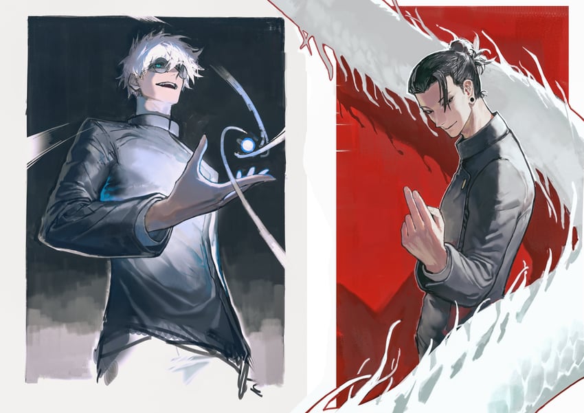 gojou satoru and getou suguru (jujutsu kaisen) drawn by rhine_(overtonerhine)