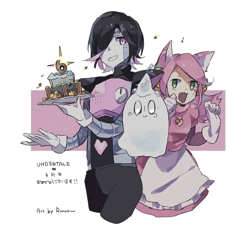 mettaton, mettaton ex, napstablook, and mad mew mew (undertale) drawn by ruannu