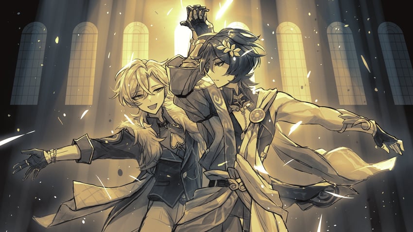 aventurine and dr. ratio (honkai and 1 more) drawn by tsuchiohone