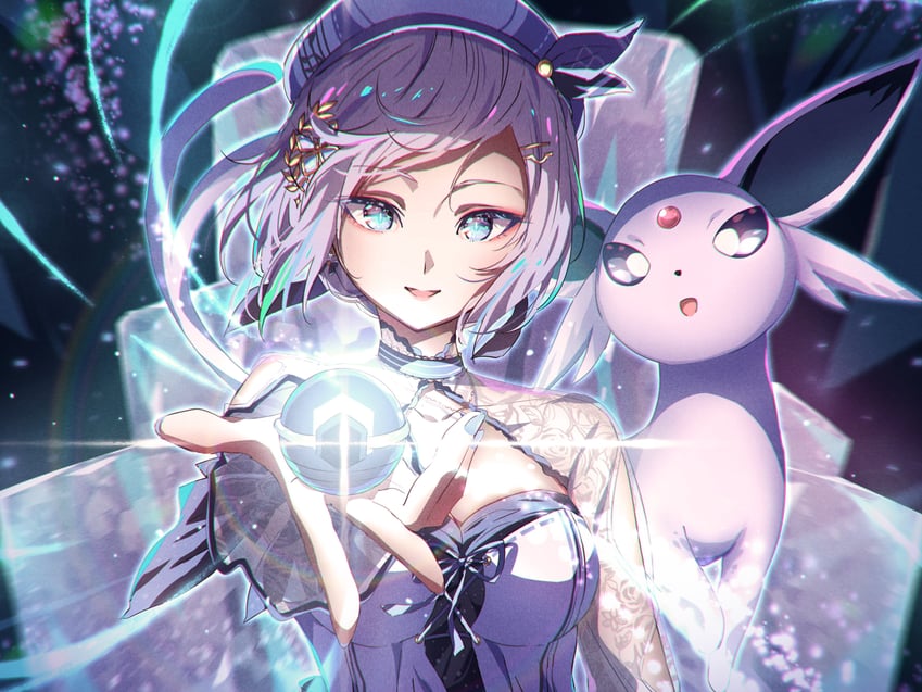 espeon and wadatsumi yohira (pokemon and 1 more) drawn by narumi_nanami
