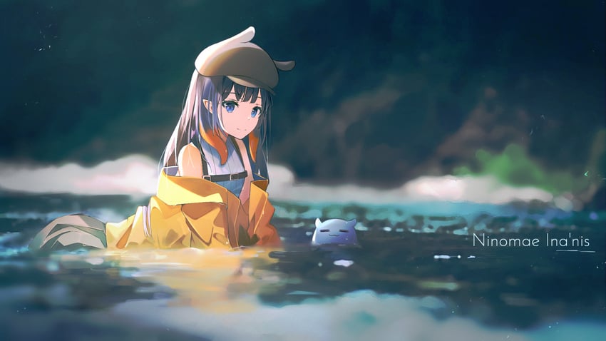 ninomae ina'nis and takodachi (hololive and 1 more) drawn by akirasaphien
