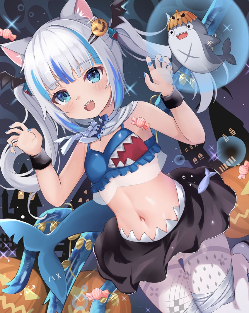 gawr gura and bloop (hololive and 1 more) drawn by nekopurin_(nyanko_prin)