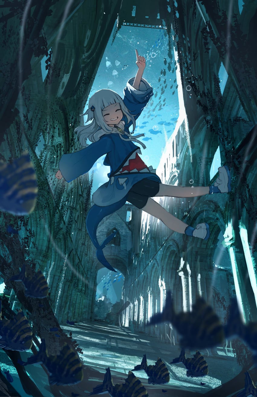 gawr gura (hololive and 1 more) drawn by advarcher