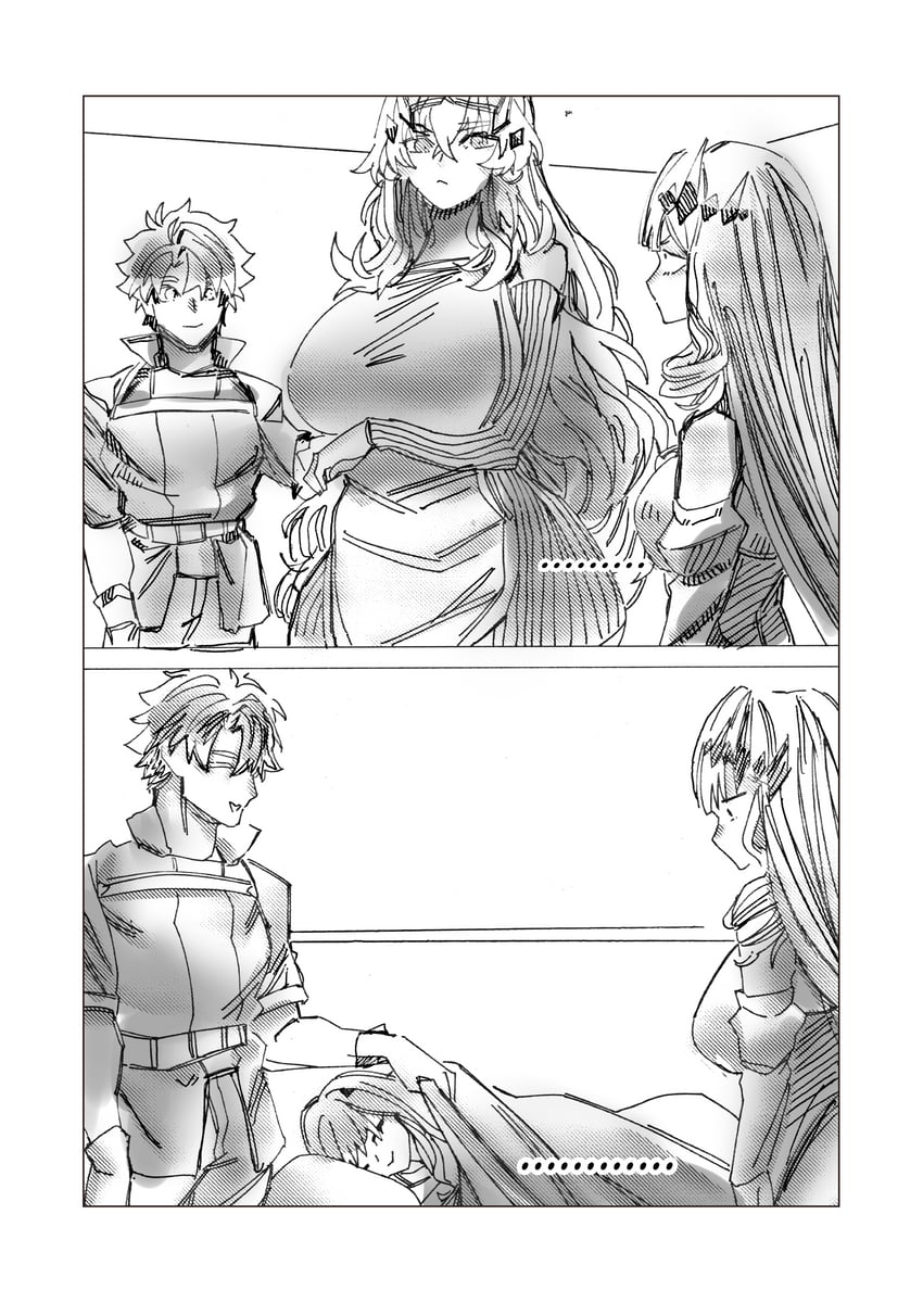 fujimaru ritsuka, baobhan sith, melusine, and barghest (fate and 1 more) drawn by obazzotto