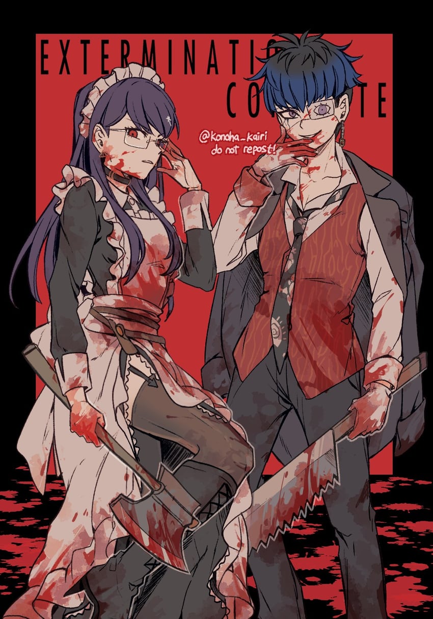 omokage yugamu and shizuhara hiruko (the hundred line -last defense academy-) drawn by konoha_kairi