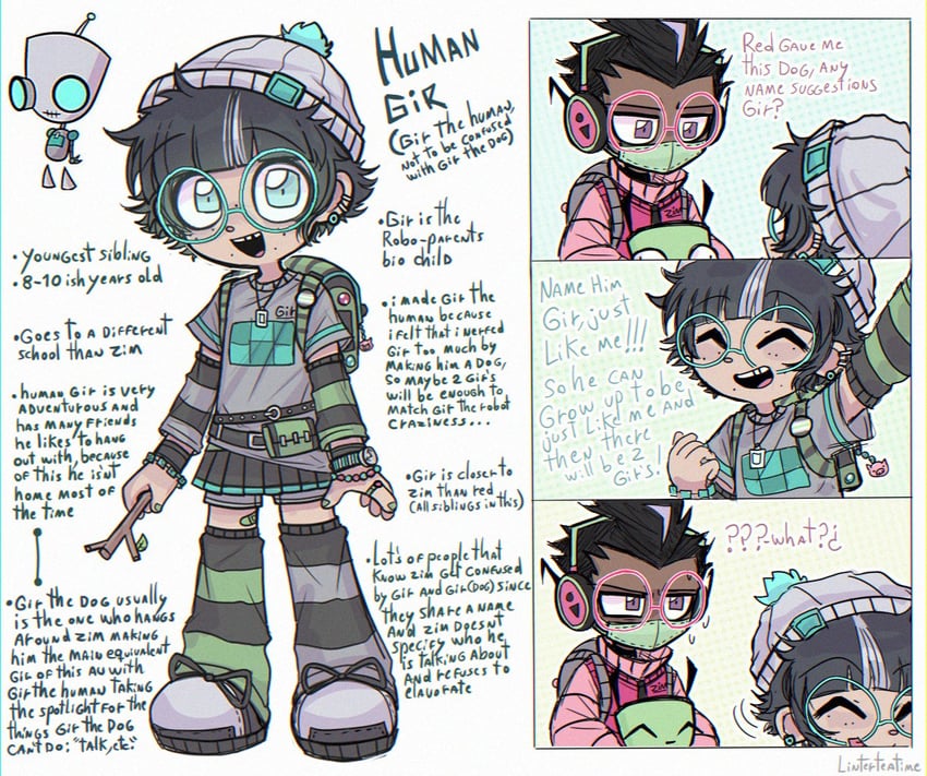 gir and zim (invader zim) drawn by linterteatime