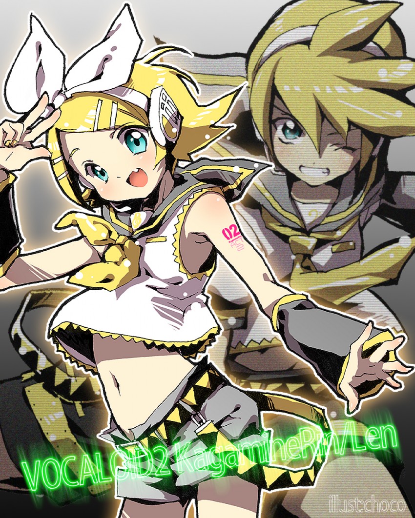 kagamine rin and kagamine len (vocaloid) drawn by choco_(moyasi)
