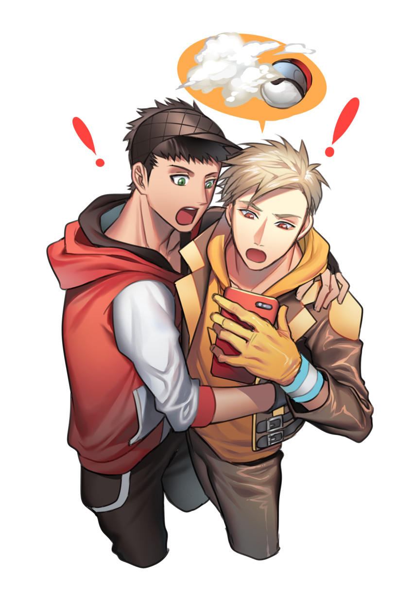 male protagonist and spark (pokemon and 1 more) drawn by wadani_hitonori