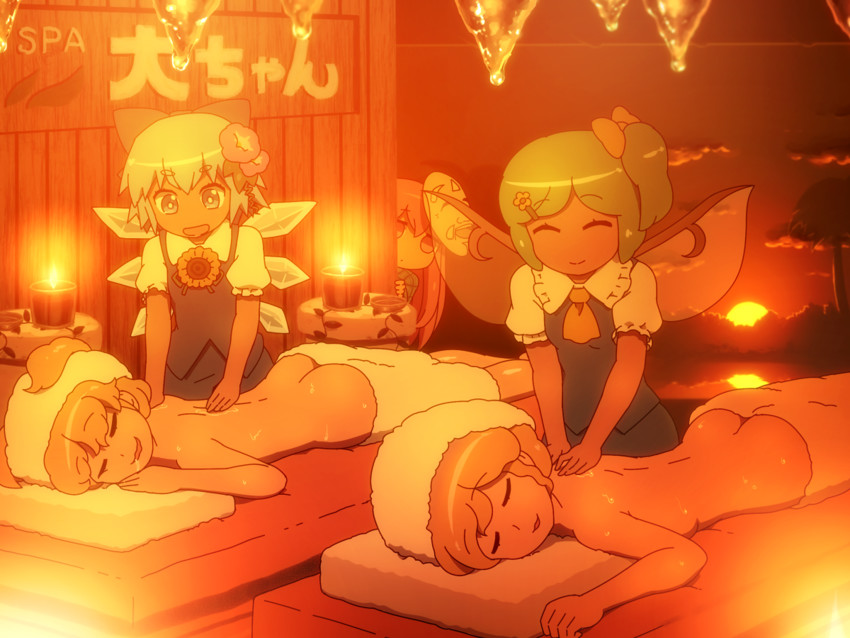 cirno, hijiri byakuren, toyosatomimi no miko, daiyousei, hata no kokoro, and 1 more (touhou) drawn by shirosato