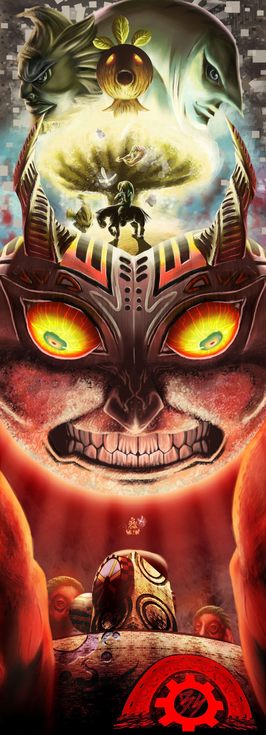 link, majora, epona, tatl, skull kid, and 11 more (the legend of zelda and 1 more) drawn by archaois