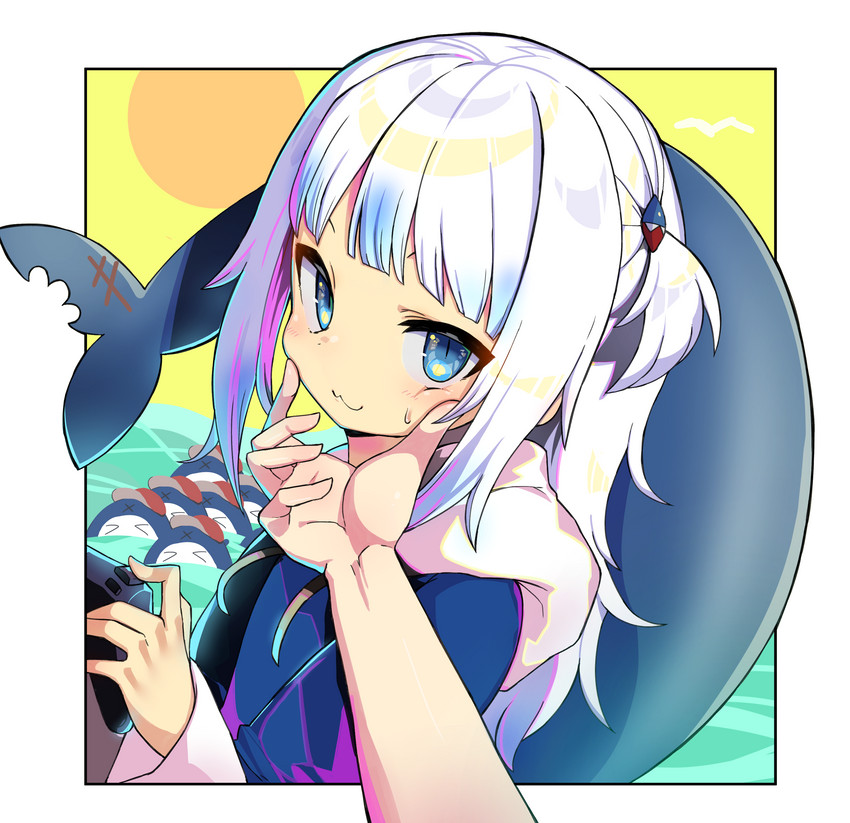 gawr gura and bloop (hololive and 1 more) drawn by bongnom