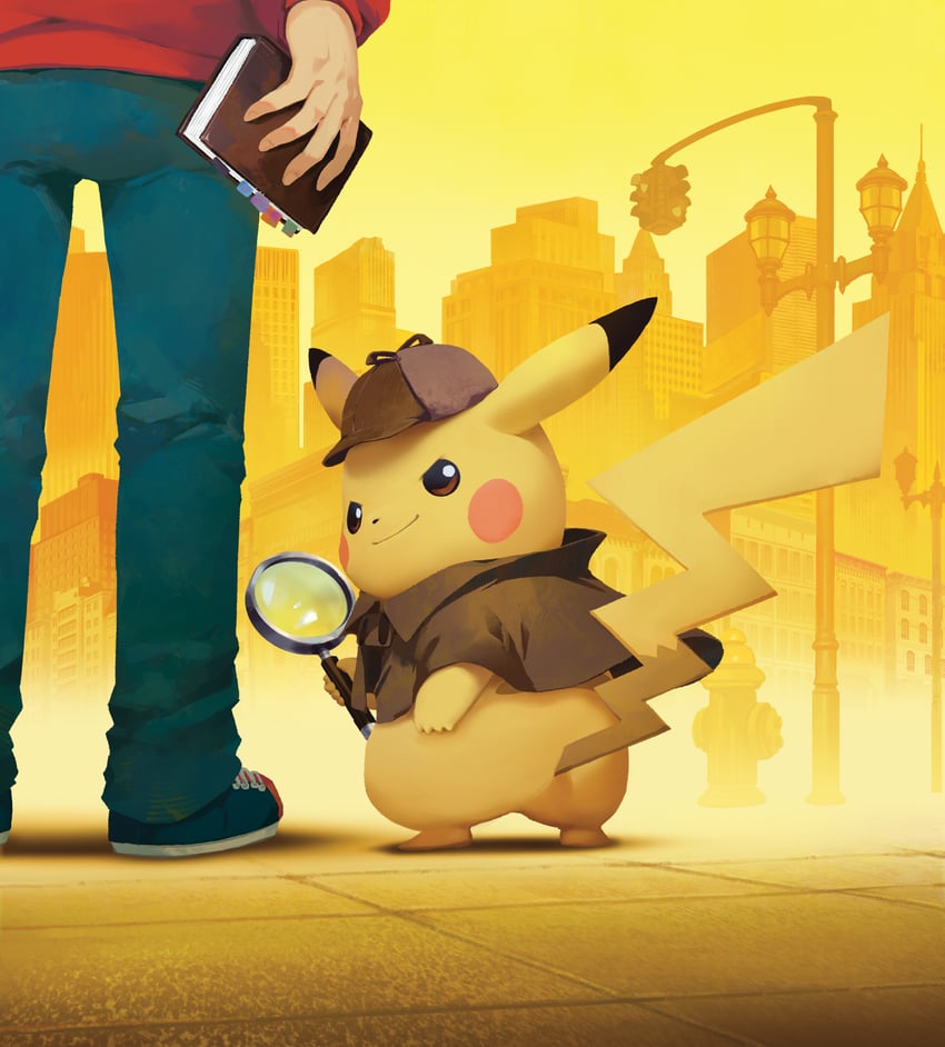 pikachu, detective pikachu, and tim goodman (pokemon and 1 more)