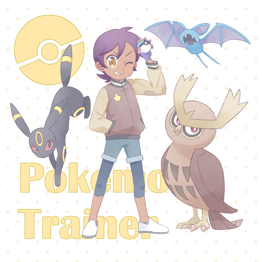 umbreon, luz noceda, zubat, and noctowl (pokemon and 1 more) drawn by akasaka_(qv92612)