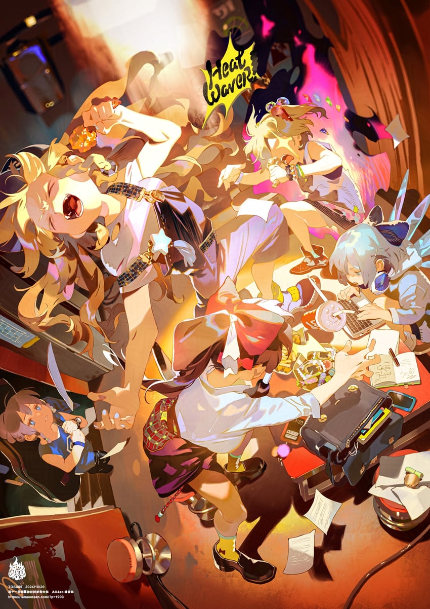 hakurei reimu, kirisame marisa, izayoi sakuya, cirno, and sunny milk (touhou and 1 more) drawn by rei_(sanbonzakura)