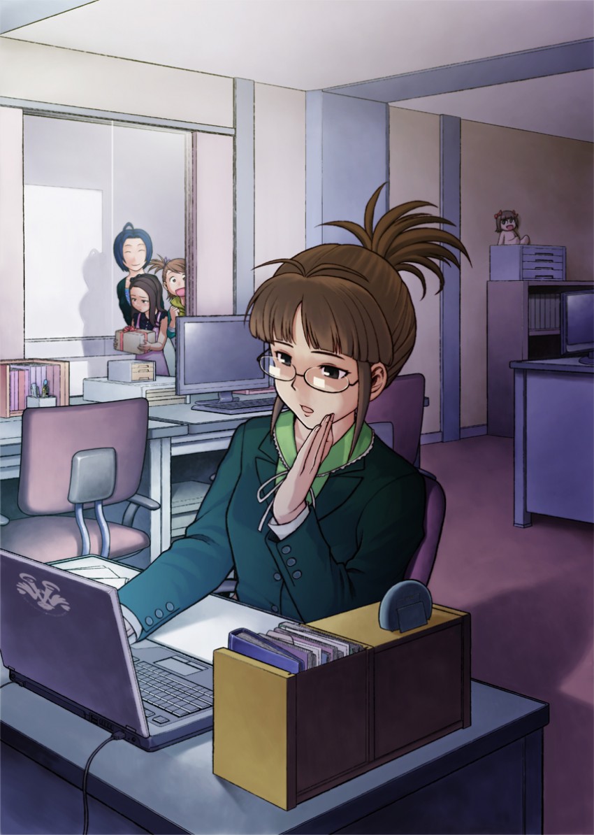 minase iori, miura azusa, akizuki ritsuko, futami ami, and nonowa (idolmaster and 1 more) drawn by chiaki_rakutarou