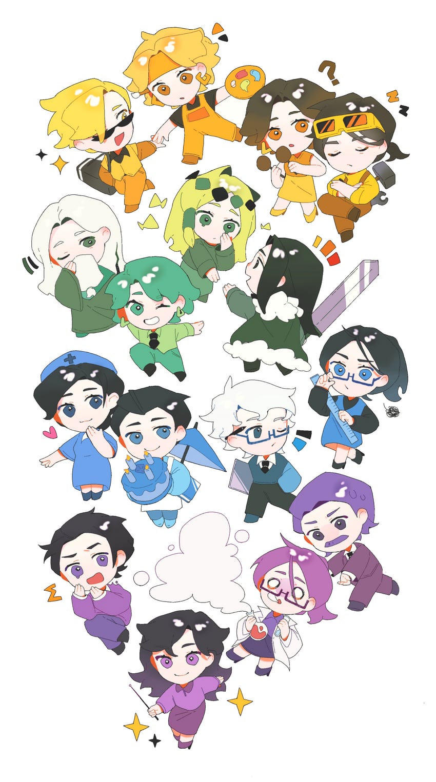 logician, mediator, commander, virtuoso, adventurer, and 11 more (16personalities) drawn by helium295