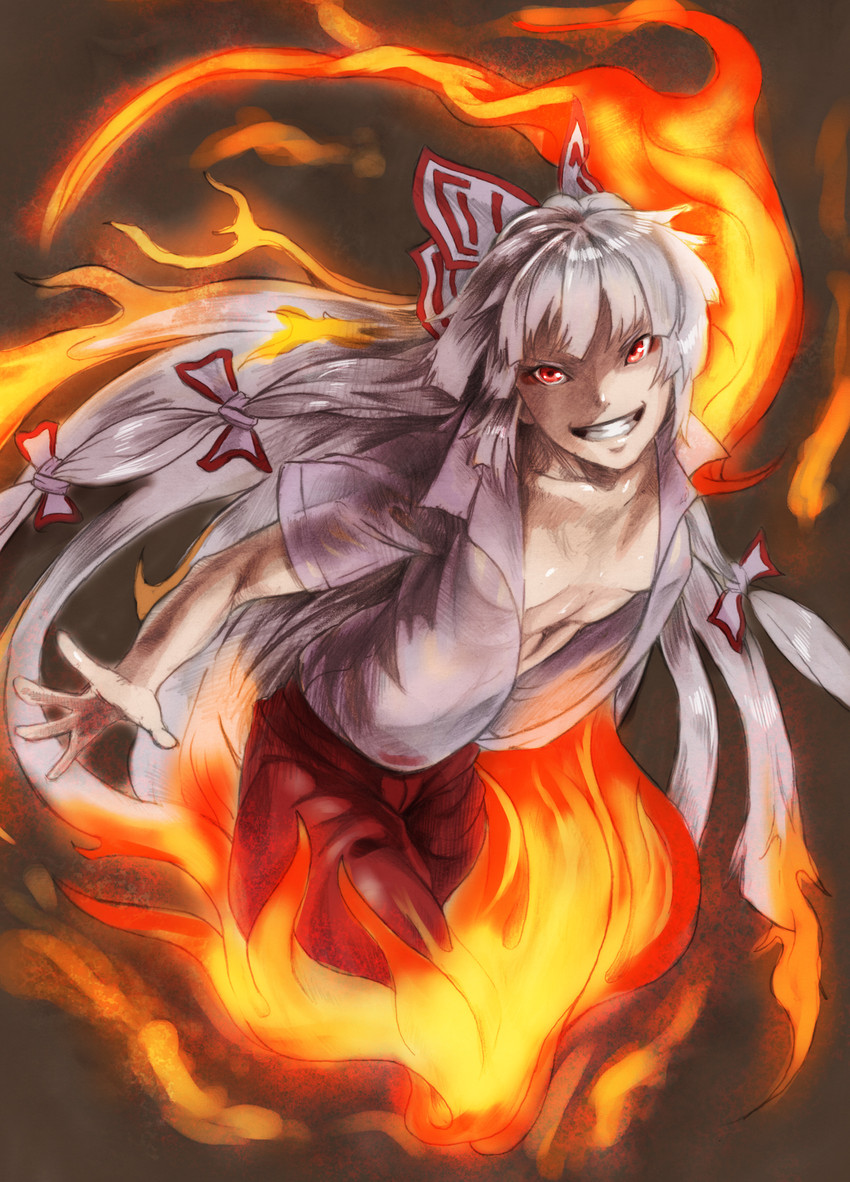 fujiwara no mokou (touhou) drawn by baten_(gei-vorugu)