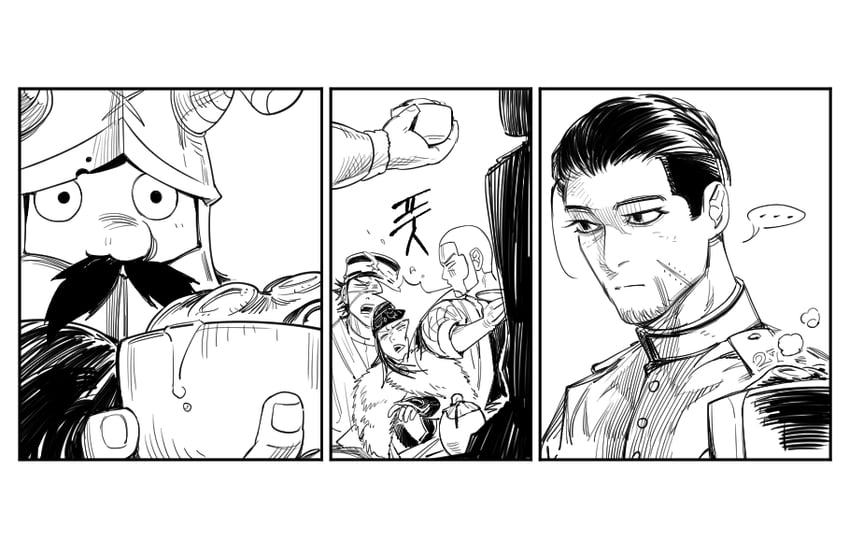 senshi, sugimoto saichi, ogata hyakunosuke, asirpa, and shiraishi yoshitake (dungeon meshi and 1 more) drawn by luke_skyfaller