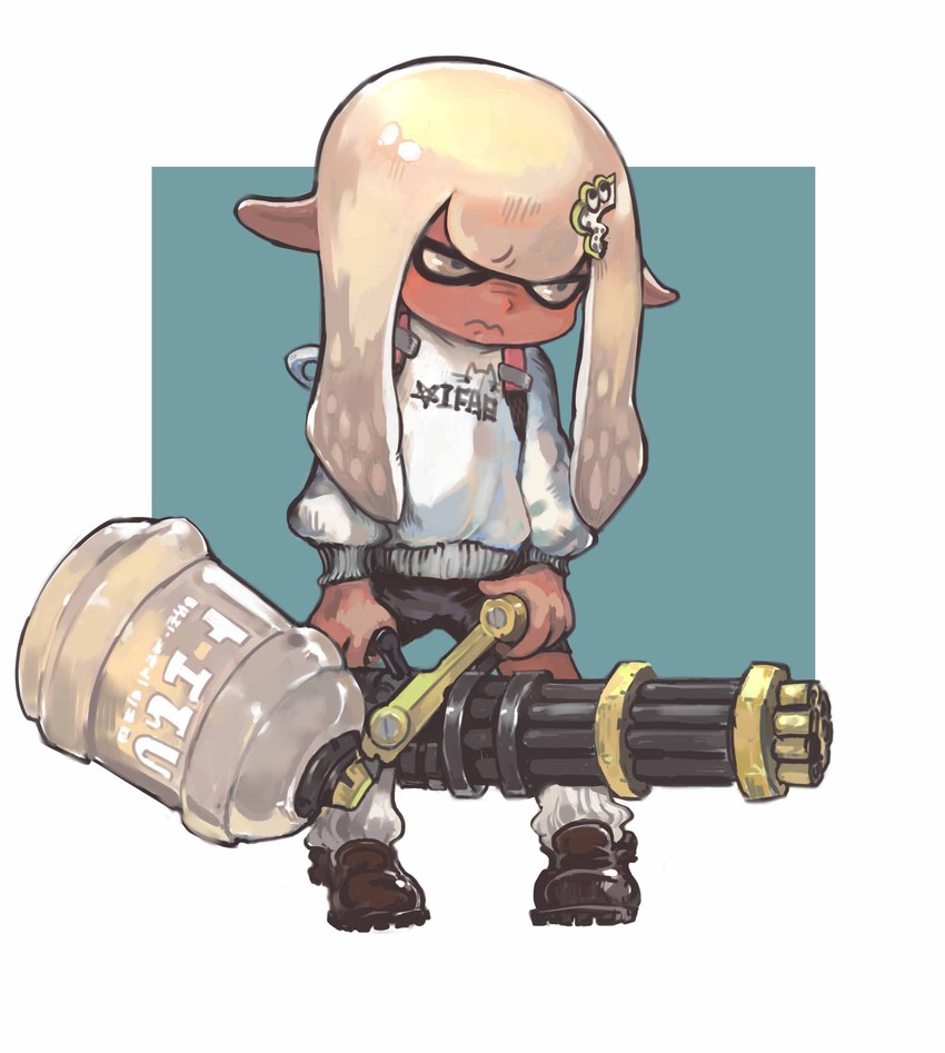 inkling player character and inkling girl (splatoon and 1 more) drawn by catsila
