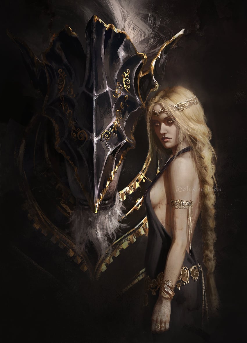 queen marika the eternal and maliketh the black blade (elden ring) drawn by aleksandra_skiba