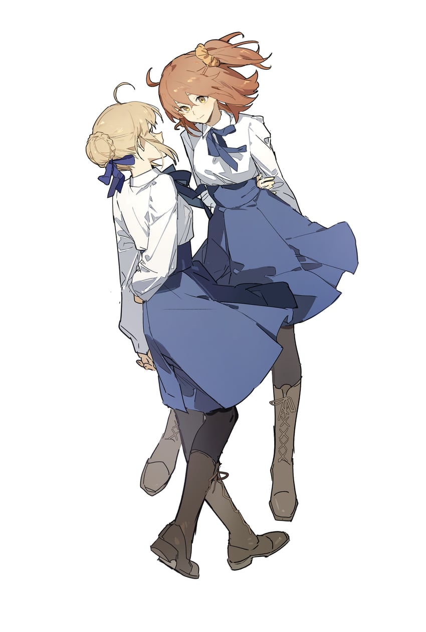 artoria pendragon, saber, and fujimaru ritsuka (fate and 2 more) drawn by zhibuji_loom