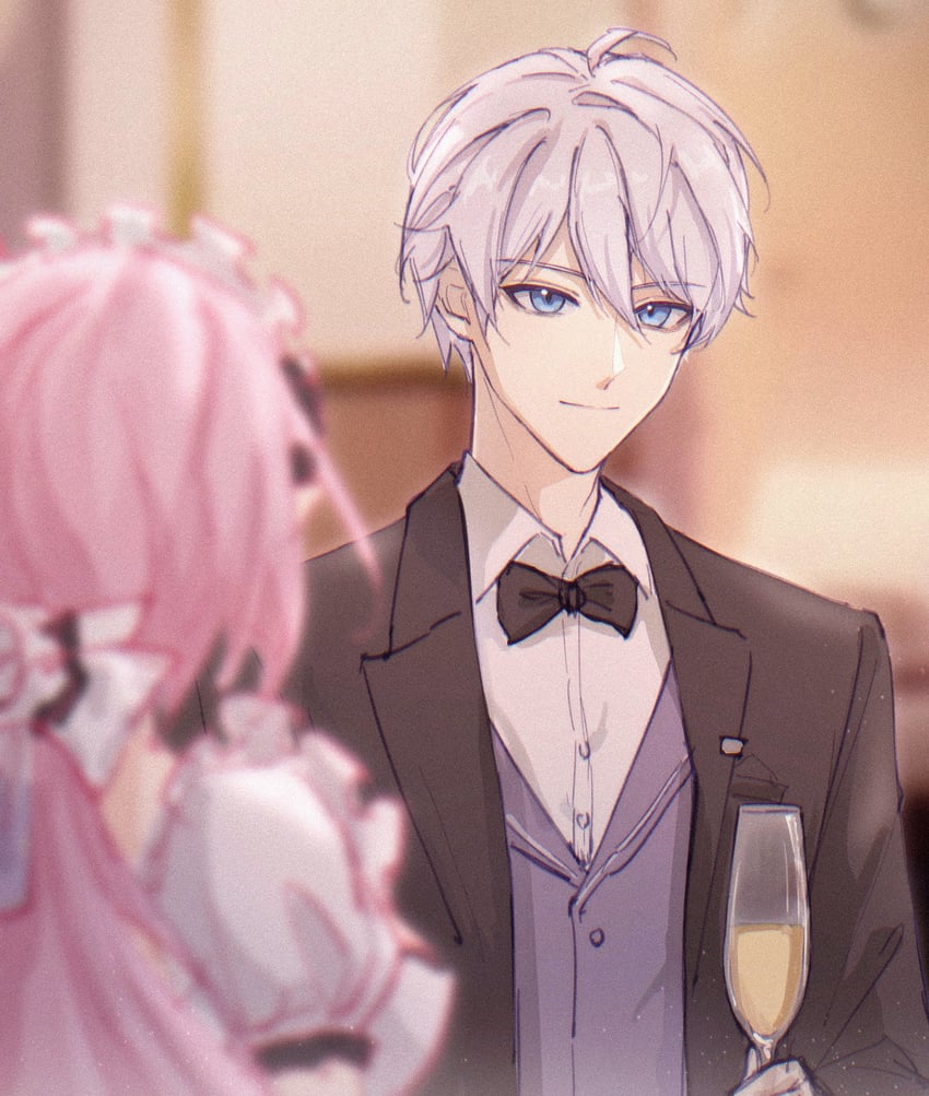 elysia and kevin kaslana (honkai and 1 more) drawn by napppptt