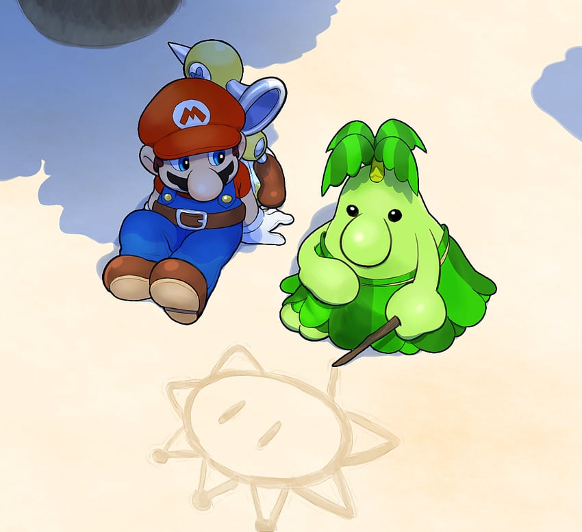 mario, f.l.u.d.d., and pianta (mario and 1 more) drawn by hoshi_(star-name2000)