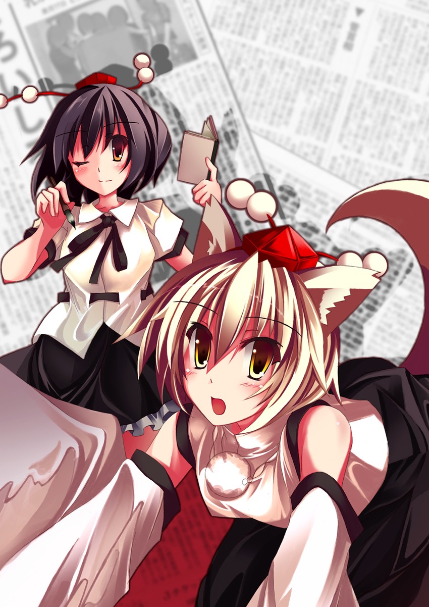 shameimaru aya and inubashiri momiji (touhou) drawn by rei-ru