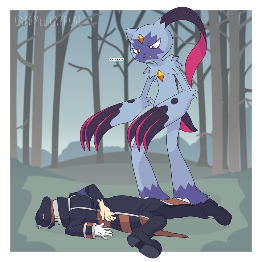 ingo and sneasler (pokemon and 1 more) drawn by caramel_caracal