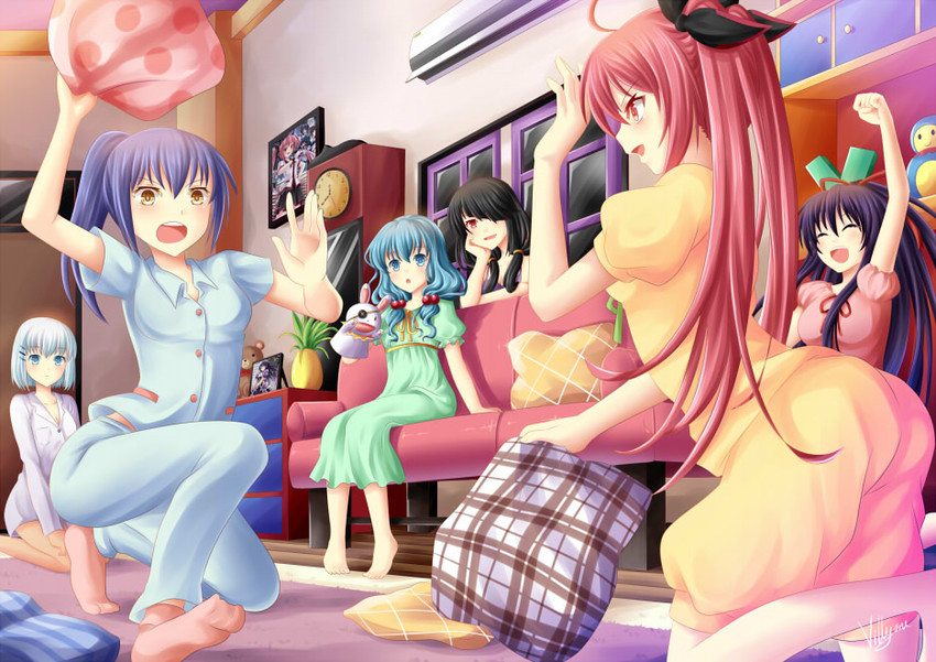 tokisaki kurumi, yatogami tohka, tobiichi origami, itsuka kotori, himekawa yoshino, and 2 more (date a live) drawn by villyane