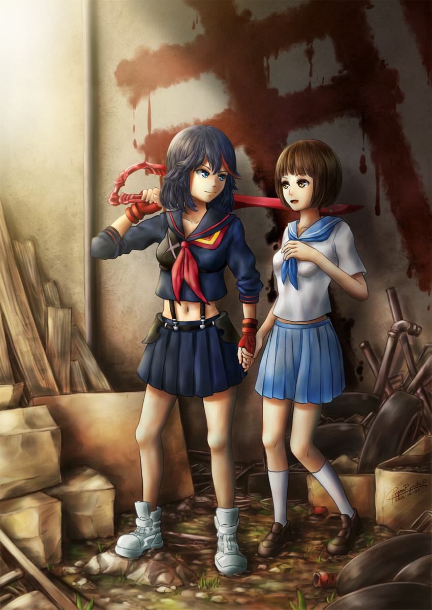 matoi ryuuko, senketsu, and mankanshoku mako (kill la kill) drawn by ryouryouiki