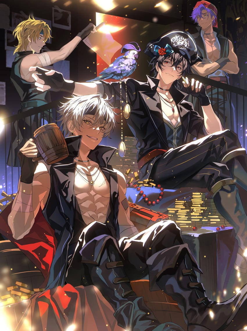 sakuma rei, hakaze kaoru, otogari adonis, and ogami koga (ensemble stars!) drawn by zhuowang233