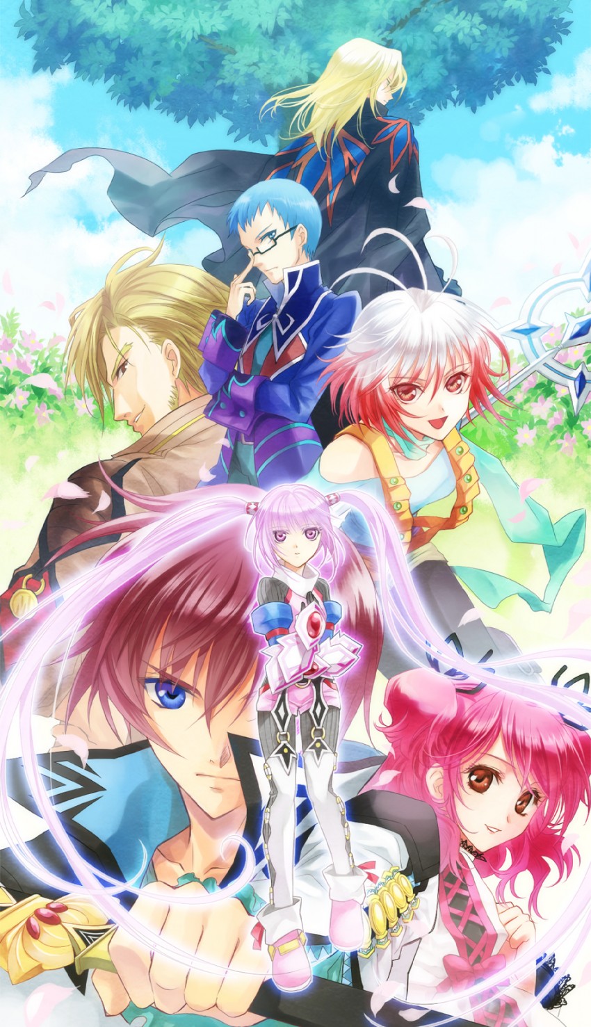 sophie, asbel lhant, cheria barnes, pascal, hubert ozwell, and 2 more (tales of and 1 more) drawn by shinomna