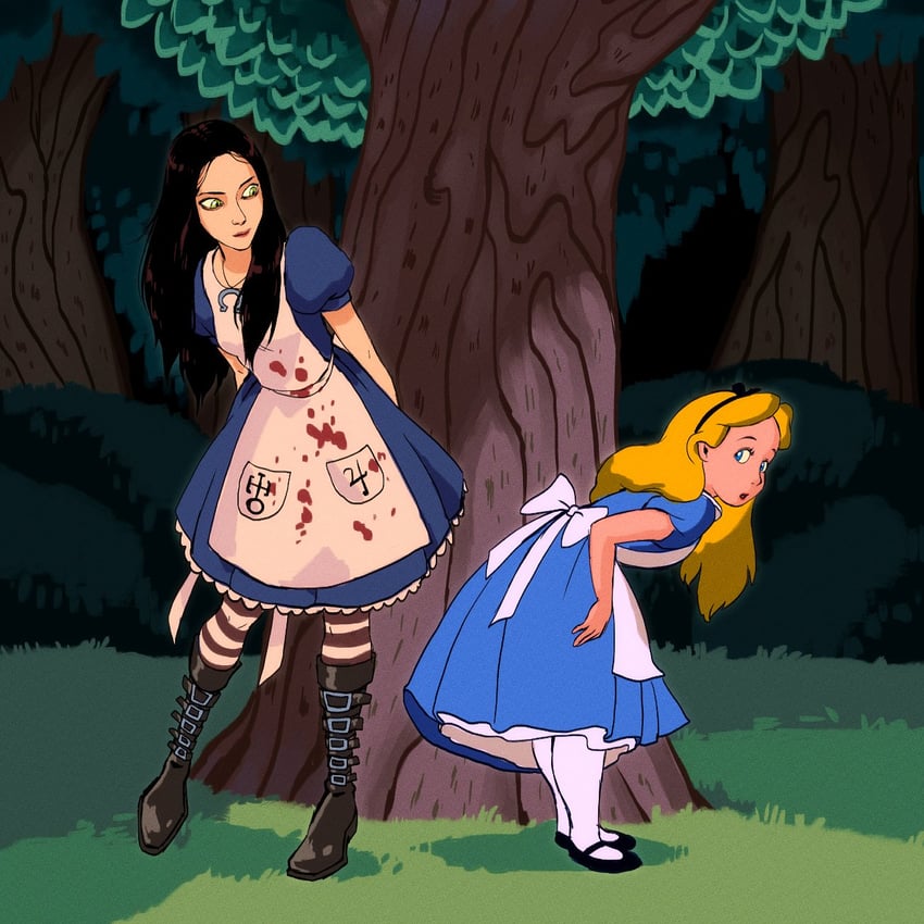alice liddell and alice (american mcgee's alice and 1 more) drawn by tuherrus