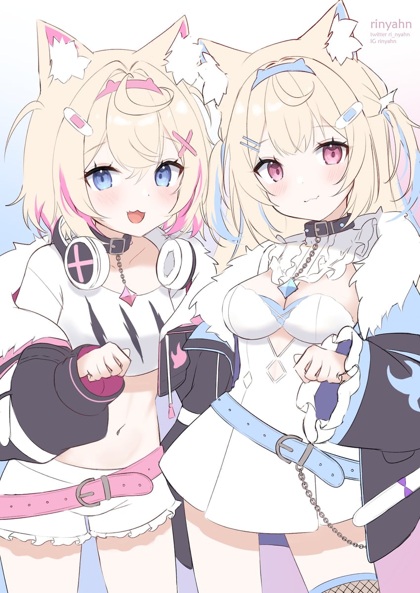 fuwawa abyssgard and mococo abyssgard (hololive and 1 more) drawn by ri_nyahn