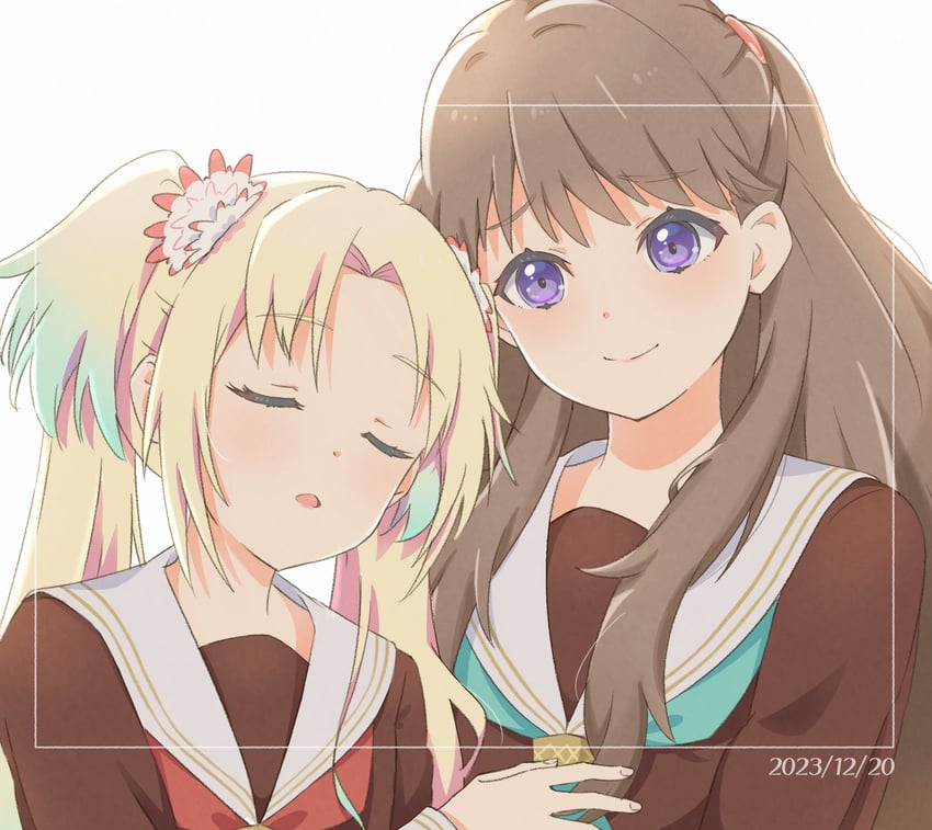 fujishima megumi and osawa rurino (love live! and 1 more) drawn by daimanzoku!