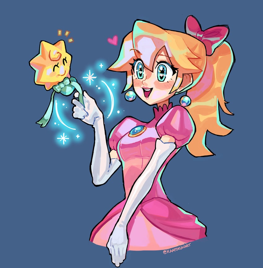 princess peach and stella (mario and 1 more) drawn by kaatokun