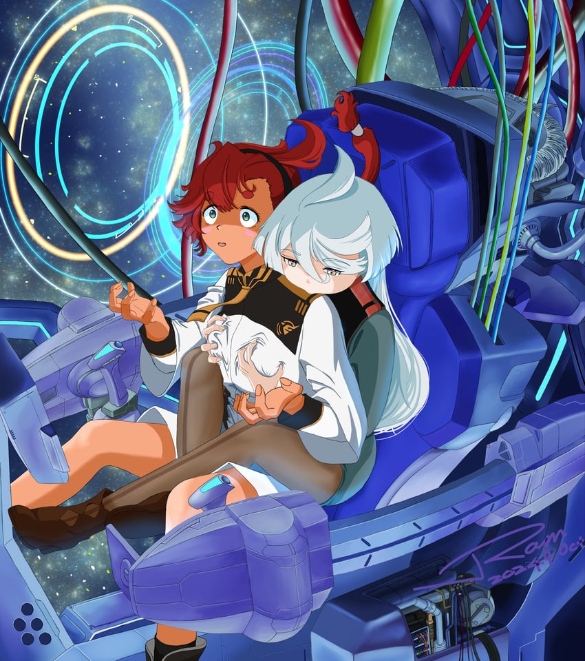 suletta mercury and miorine rembran (gundam and 1 more) drawn by jajamaka
